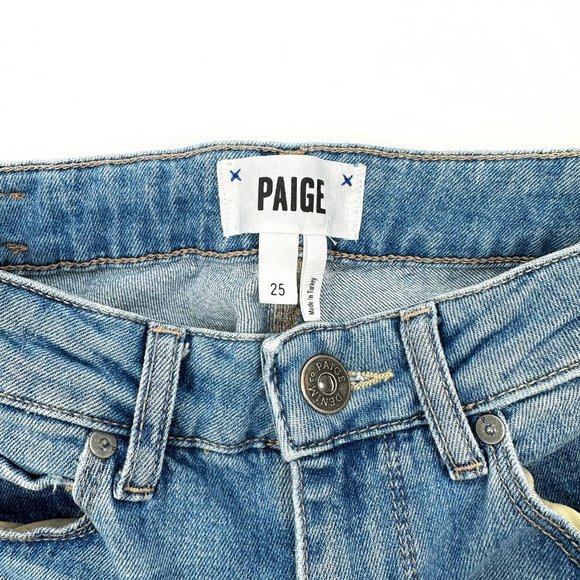 PAIGE Sarah High Rise Ribbon Detail Straight Leg Jeans sz 25 - Picture 10 of 12